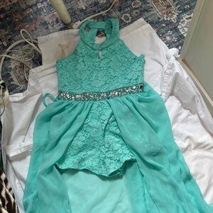 Speechless Aqua Lace Formal Kids Dress